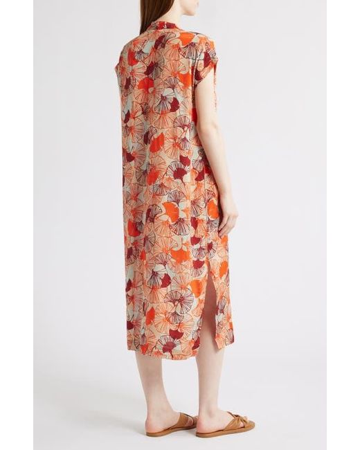 Masai Orange Olivian Print Midi Dress