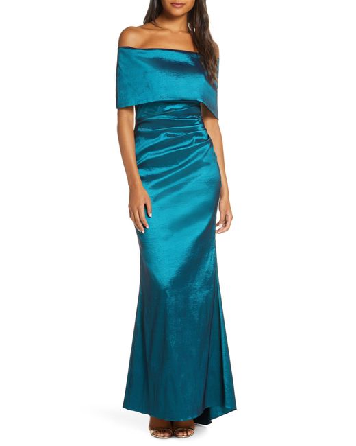 Vince Camuto Off The Shoulder Taffeta Gown in Blue Lyst