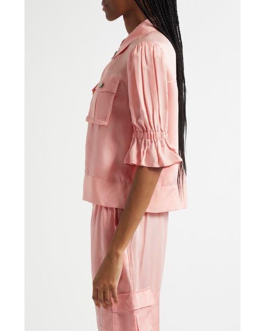 Cinq À Sept Pink Holly Ruffle Sleeve Jacket