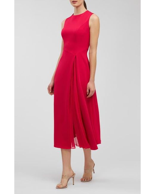 Kay Unger Red Elliot Chiffon Pleat Detail Cocktail Dress