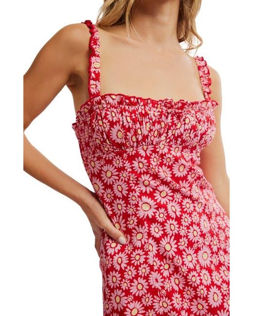 Free People Red Lucinda Floral Print Midi Dress