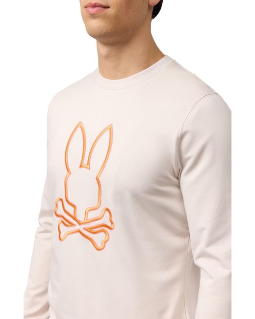 Psycho Bunny Gray Floyd Embroidered Crewneck Sweatshirt for men