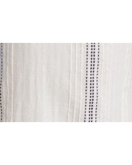 Vero Moda White Embroidered Stripe Cotton Wide Leg Pants