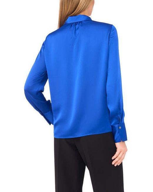 Halogen® Blue Charmeuse Button-Up Shirt