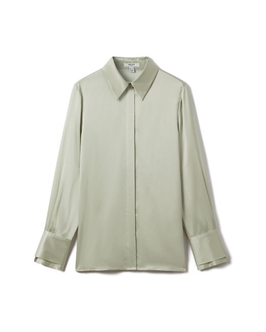 Reiss Gray Irina Silk Button-up Shirt