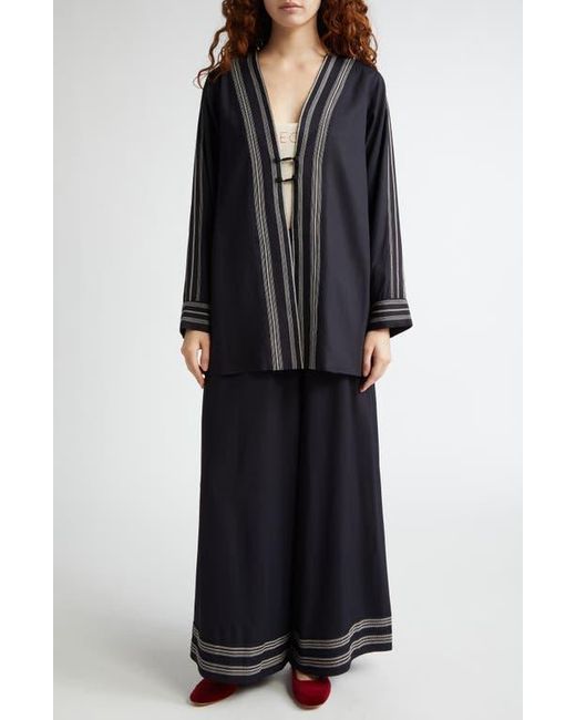 Bode Mathilde Wide Leg Trousers in Blue | Lyst