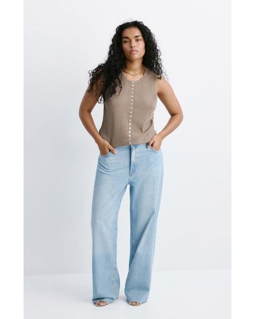 Mango Brown Contrast Button-Up Tank