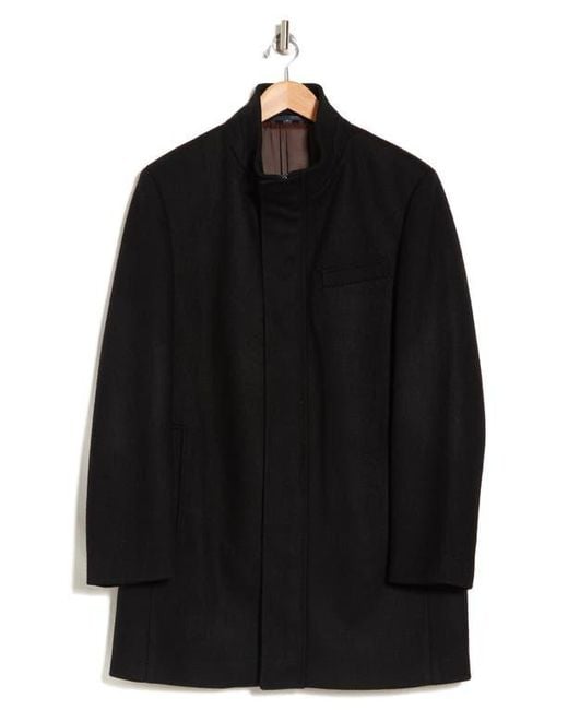 Hart Schaffner Marx Black Genoa Wool Blend Twill Coat for men