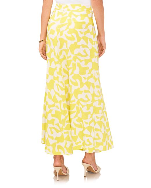 Vince Camuto Yellow Center Seam Linen Blend A-line Skirt