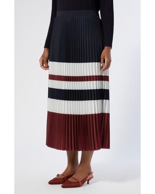 Marina Rinaldi Black Master Colorblock Pleated Crêpe De Chine Skirt