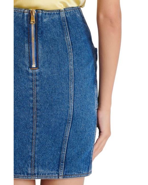 Balmain Blue Short Denim Skirt With Belt