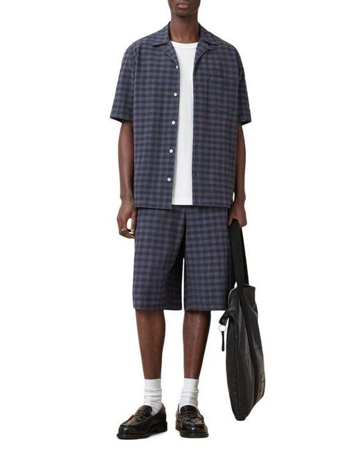 AllSaints Blue Cooper Crepe Drawstring Shorts for men