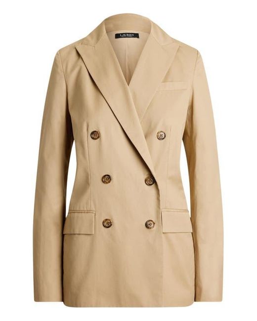 Ralph Lauren Brown Double Breasted Cotton Twill Blazer