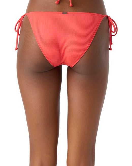 O'neill Sportswear Red Saltwater Solids Maracas Rib Side Tie Bikini Bottoms