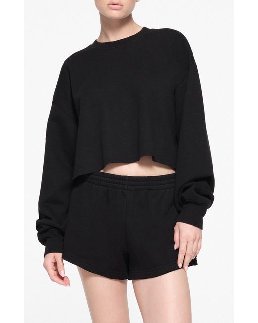 Skims Black Fleece Crop Sweatshirt