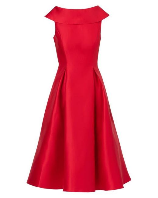 slim fit dress slacks Sleeveless Mikado Fit And Flare Midi Dress With V-Back In Ivory-Ivory /  Regular / 0 main image 1
