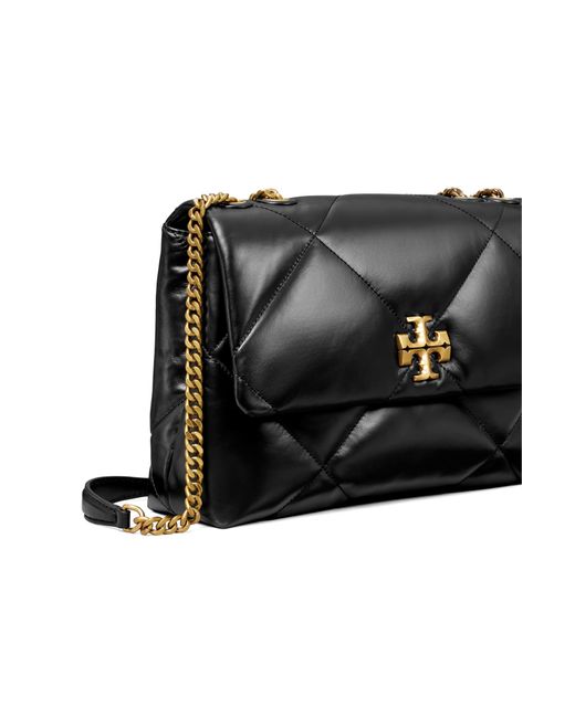 Tory Burch Black Kira Diamond Quilted Leather Convertible Shoulder Bag