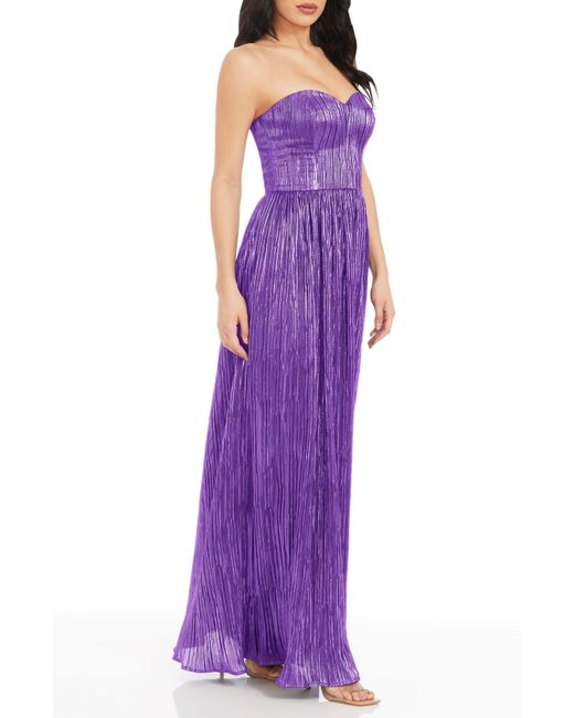 Dress the Population Purple Audrina Strapless Gown
