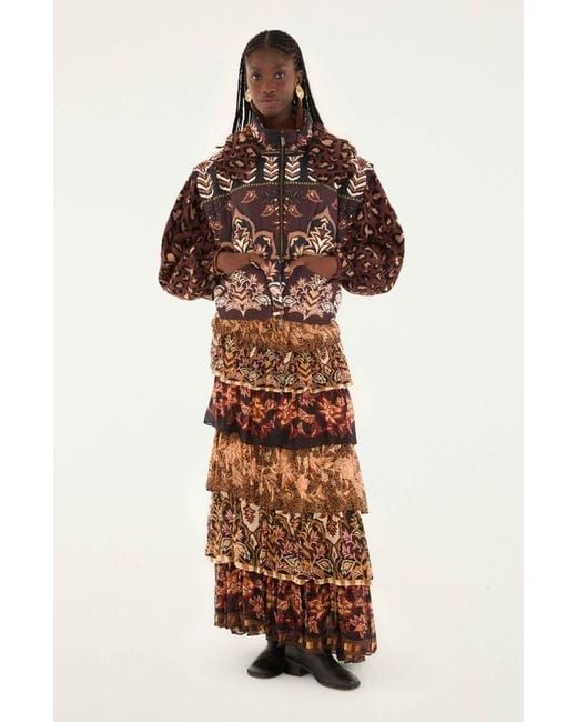 Farm Rio Brown Ainika Hooded Puffer Jacket