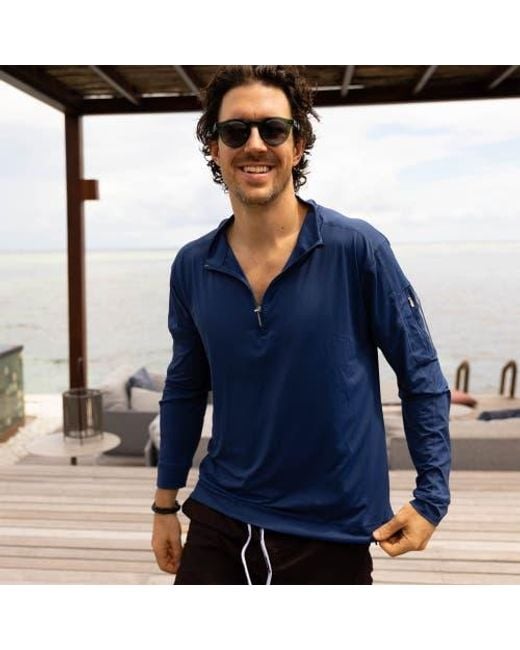 BloqUV Blue Mock Zip Top for men