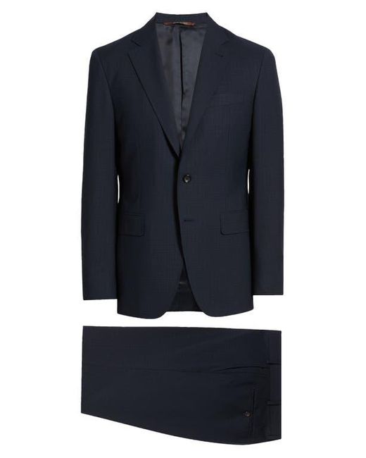 Canali Blue Kei Trim Fit Mélange Textured Wool Suit for men