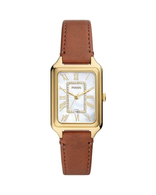 Fossil Brown Raquel Leather Strap Watch, 26Mm