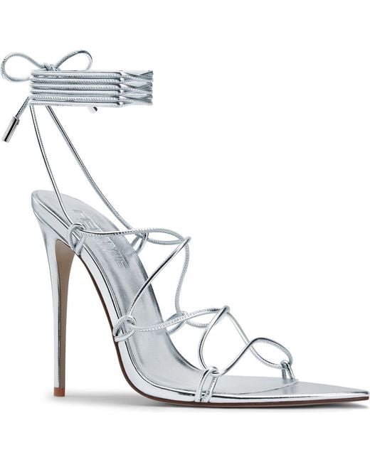 Femme LA Metallic Sin Ankle Wrap Pointed Toe Sandal