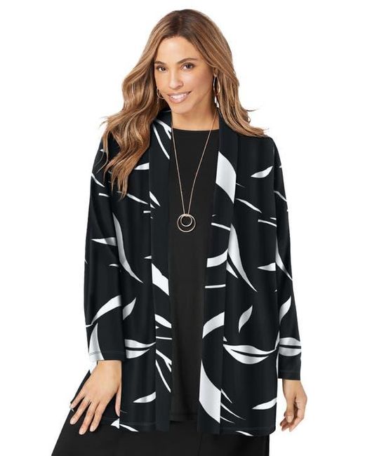 Jessica London Black Stretch Knit Open Front Knit Topper