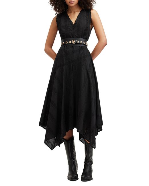 AllSaints Black Avania Eyelet Embroidery Dress