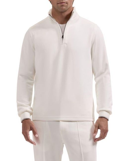 Bugatchi White Soft Touch Quarter Zip Pullover for men