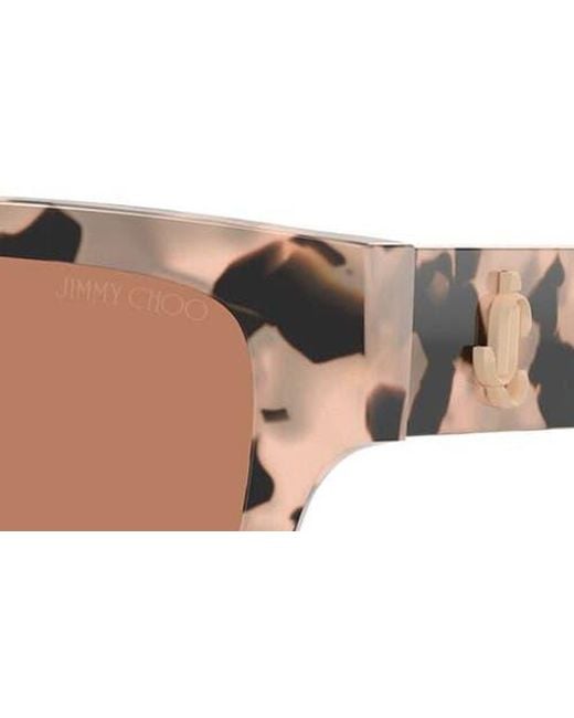 Jimmy Choo Brown 54Mm Rectangular Sunglasses