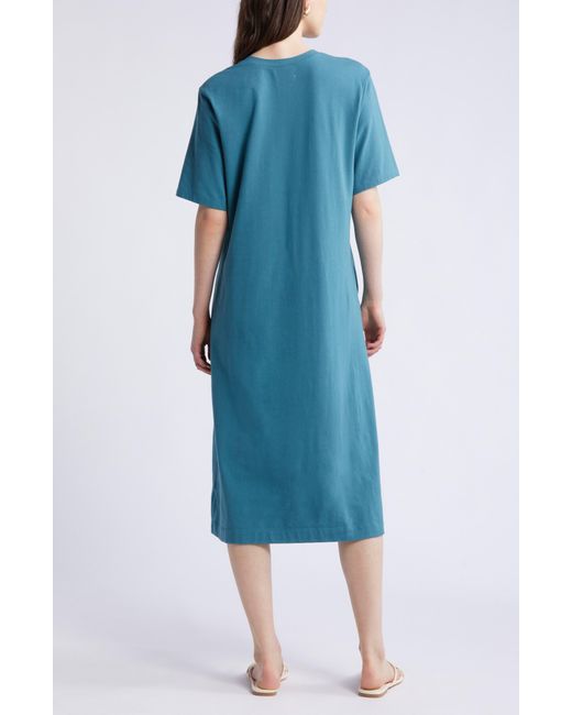 Nordstrom Blue Stretch Cotton Midi T-shirt Dress