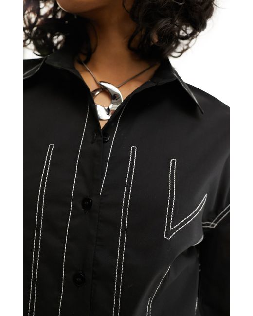 ASOS Black Contrast Stitch Button-up Shirt