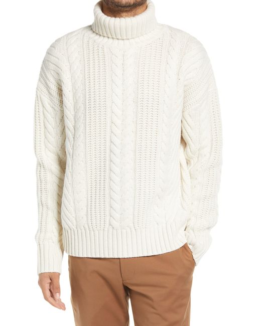 BOSS by HUGO BOSS Nannos Oversize Turtleneck Cable Knit Wool Sweater in ...