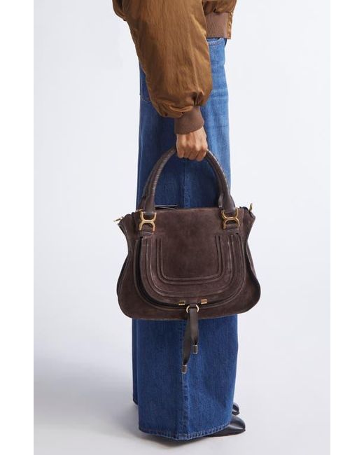 Chloé Brown Medium Marcie Suede Satchel