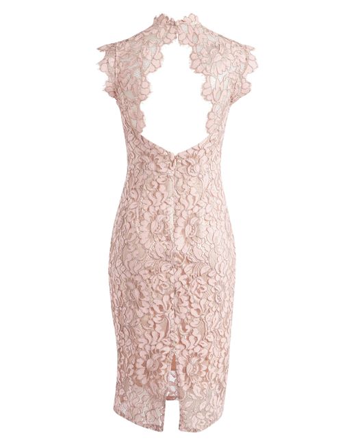 Eliza J Pink Illusion Lace Sheath Dress