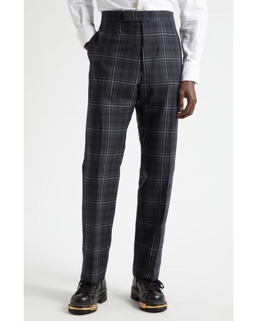 Thom Browne Blue Plaid Wool Backstrap Pants for men