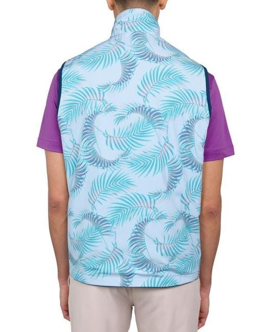 Con.struct Blue Regular Fit Leaf Print Recycled Performance Reversible Vest for men