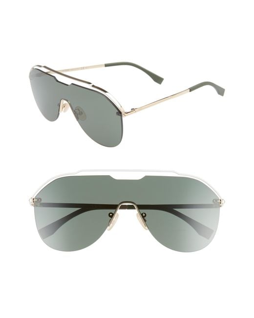 Fendi Metallic 137mm Shield Aviator Sunglasses for men