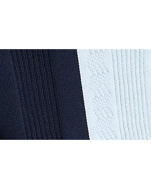 Ben Sherman Blue Textured Block Stripe Knit Polo for men