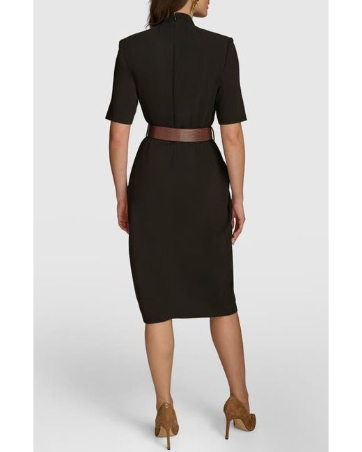 Donna Karan Black Belted Midi Dress