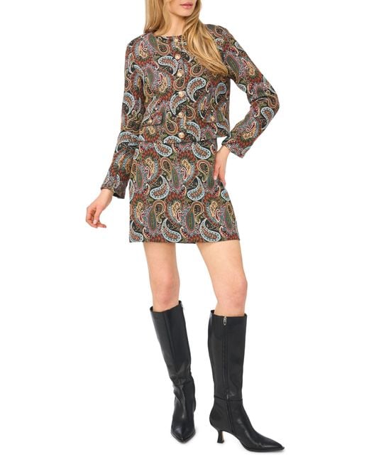 Halogen® Natural Paisley Collarless Jacket