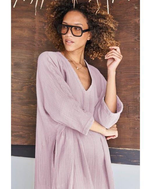 ocean + main Pink Gauze Arc Seam Caftan