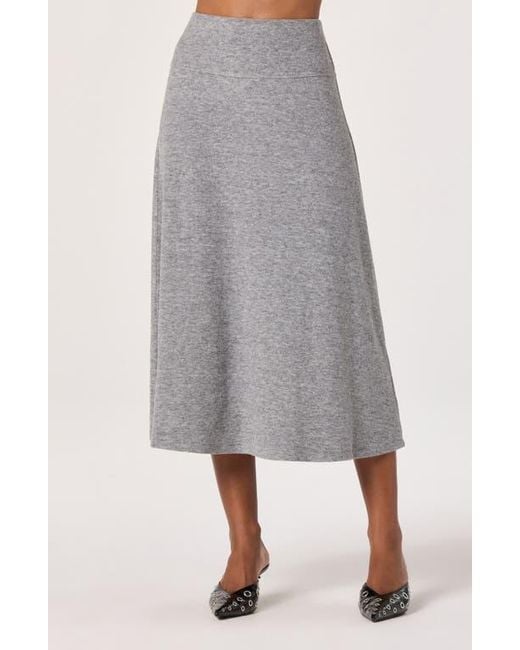 Astr Women's Gray Knit Midi Skirt
