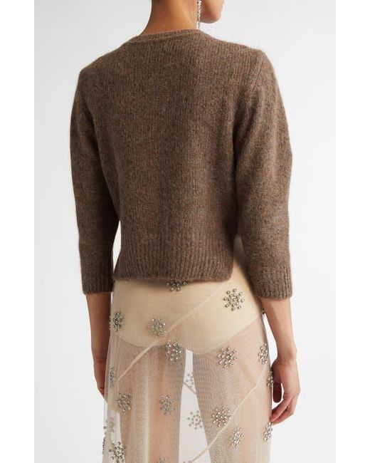 Simone Rocha Crystal Embellished Crop Cardigan in Brown | Lyst