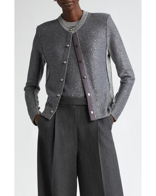 St. John Black Sequin Front Metallic Cardigan