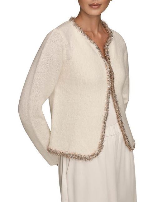 Donna Karan Natural Metallic Trim Cardigan