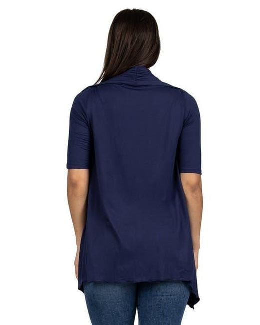 24seven Comfort Apparel Blue Maternity Loose Fit Open Front Cardigan