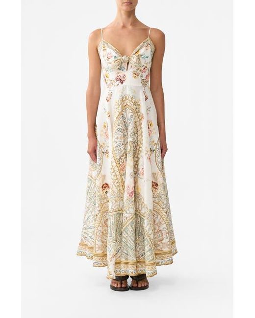 Camilla White Long Dress With Tie Front