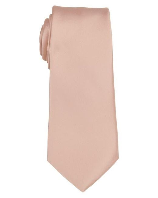 Brooklyn Brigade Pink Solid Satin X-Long Tie for men